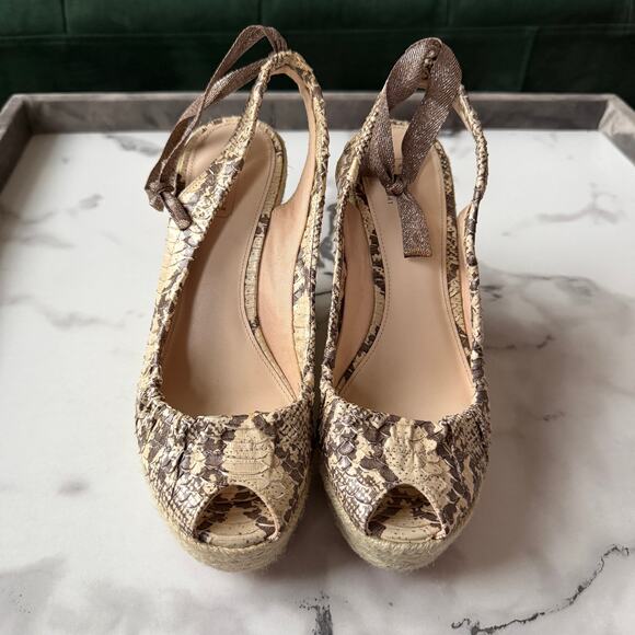 NEW Coach Maritza Snakeskin Leather Espadrille Wedges Size 7 - Picture 3 of 8